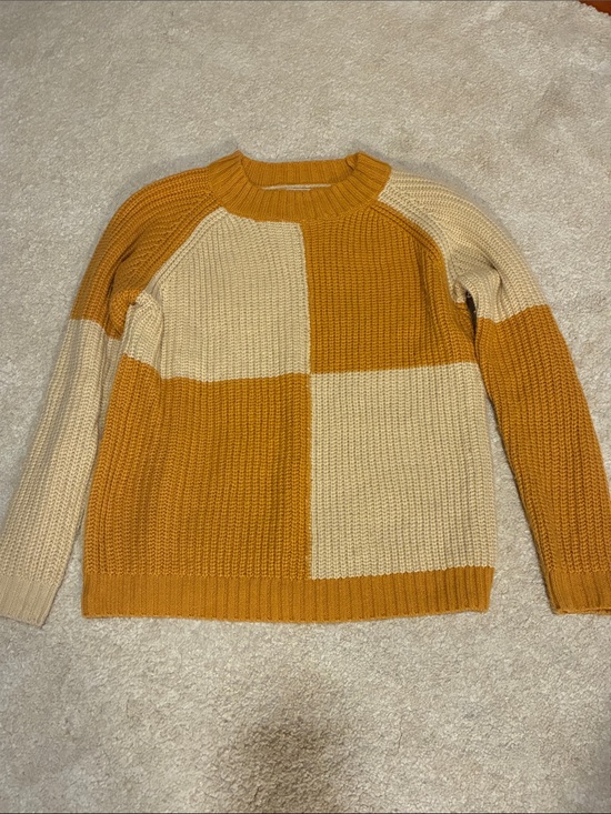 Sage Sweaters - Sage Colorblock Crewneck Sweater in Mustard & Cream
